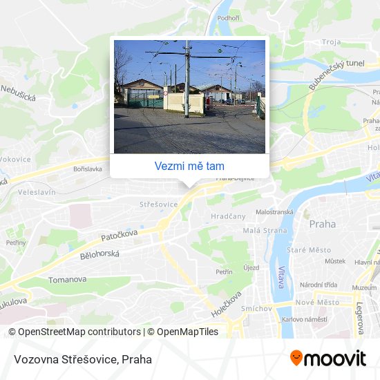 Vozovna Střešovice mapa