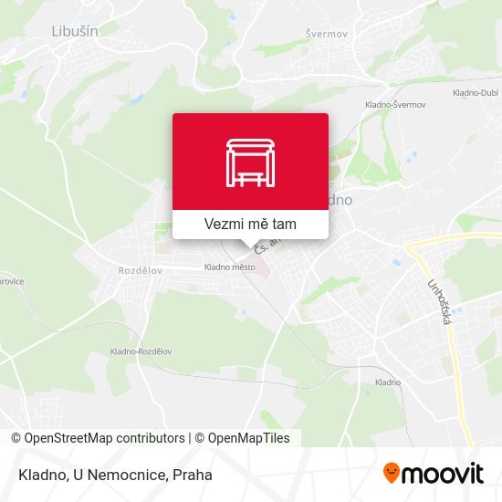 Kladno, U Nemocnice mapa