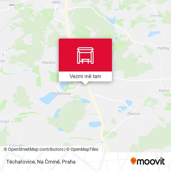 Těchařovice, Na Čmíně mapa
