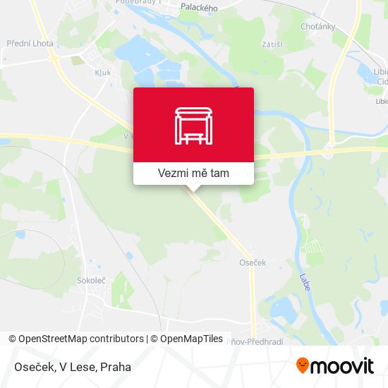 Oseček, V Lese mapa