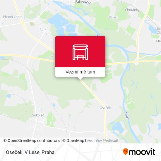 Oseček, V Lese mapa