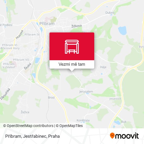 Příbram, Jestřabinec mapa