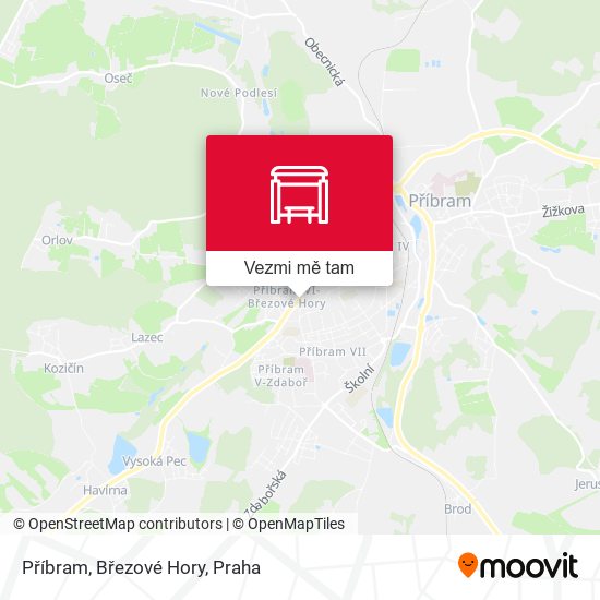 Příbram, Březové Hory mapa