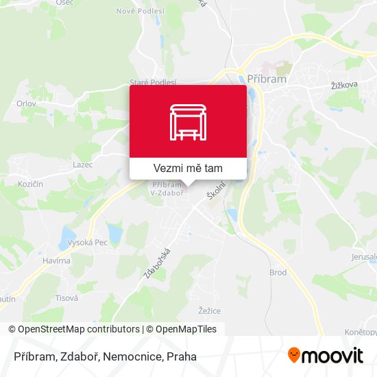 Příbram, Zdaboř, Nemocnice mapa