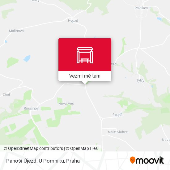Panoší Újezd, U Pomníku mapa