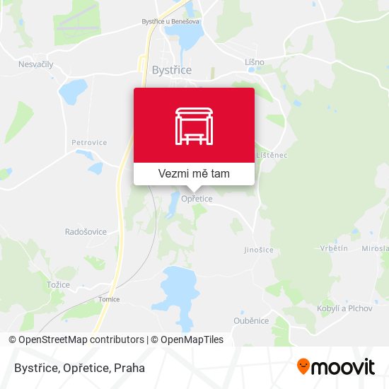 Bystřice, Opřetice mapa