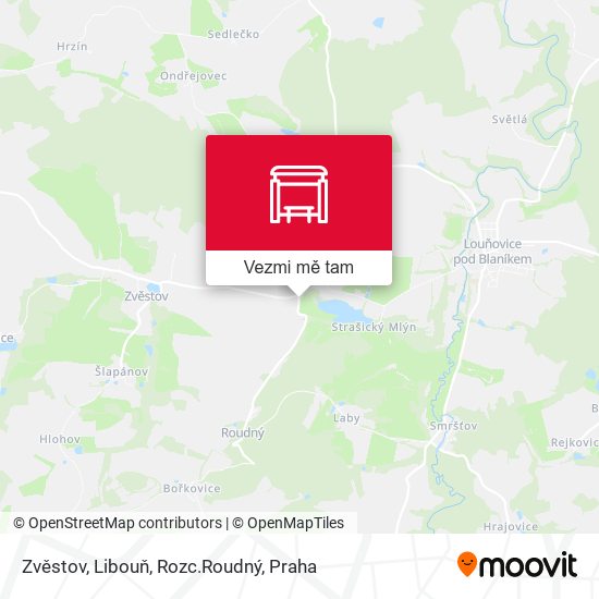 Zvěstov, Libouň, Rozc.Roudný mapa