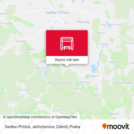Sedlec-Prčice, Jetřichovice, Záhoří mapa