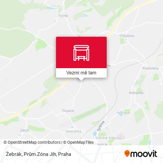 Žebrák, Prům.Zóna Jih mapa