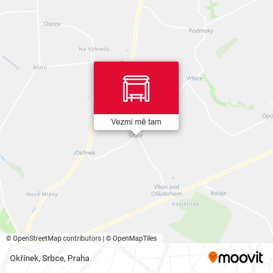 Okřínek, Srbce mapa