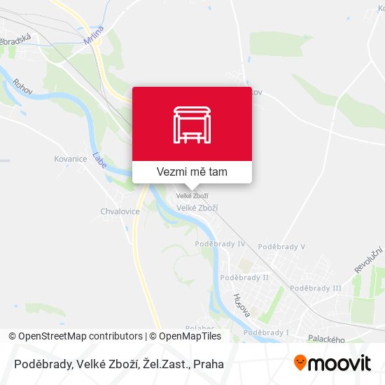 Poděbrady, Velké Zboží, Žel.Zast. mapa
