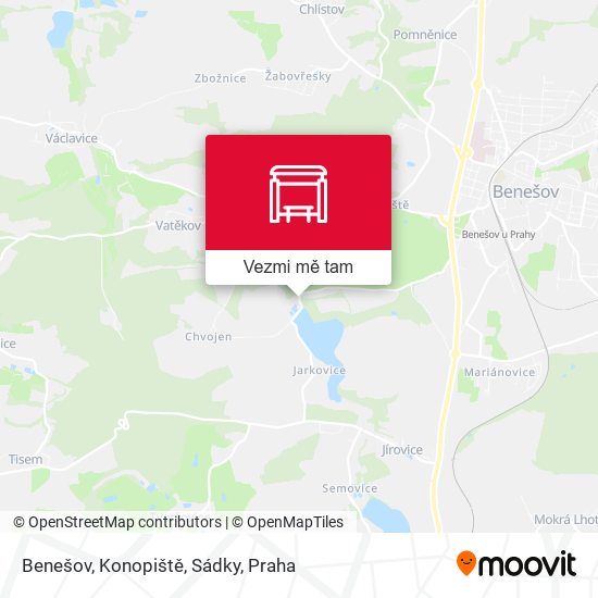 Benešov, Konopiště, Sádky mapa