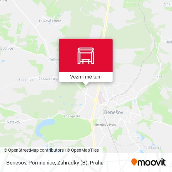 Benešov, Pomněnice, Zahrádky mapa