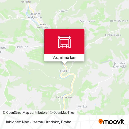 Jablonec Nad Jizerou-Hradsko mapa