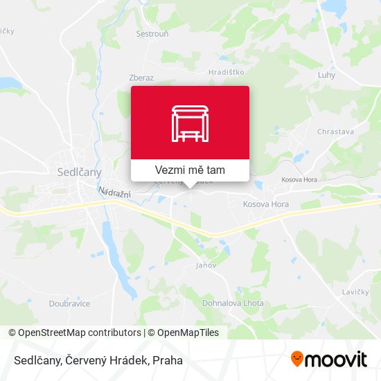 Sedlčany, Červený Hrádek mapa