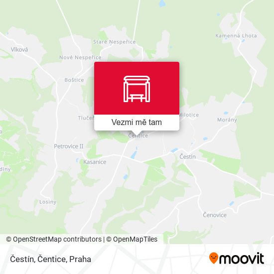 Čestín, Čentice mapa