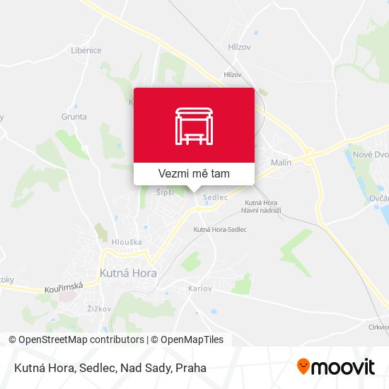 Kutná Hora, Sedlec, Nad Sady mapa