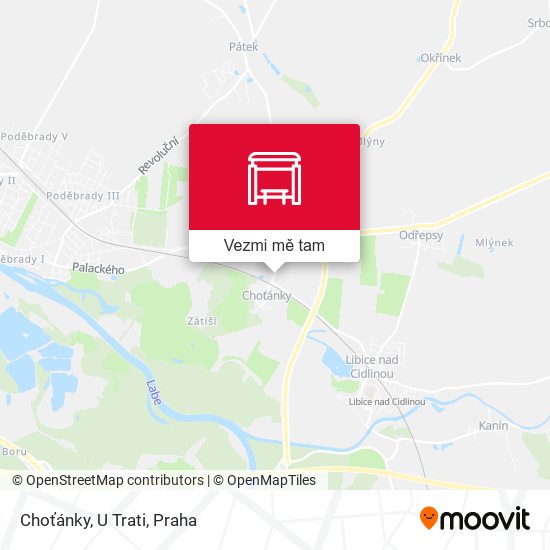 Choťánky, U Trati mapa