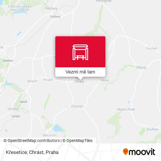 Křesetice, Chrást mapa