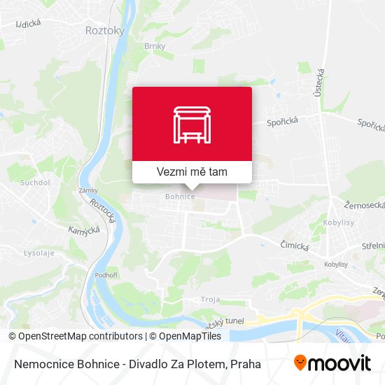 Nemocnice Bohnice - Divadlo Za Plotem (A) mapa