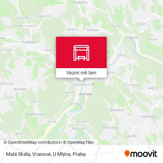 Malá Skála, Vranové, U Mlýna mapa