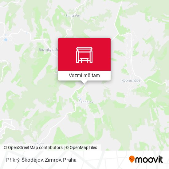 Příkrý, Škodějov, Zimrov mapa