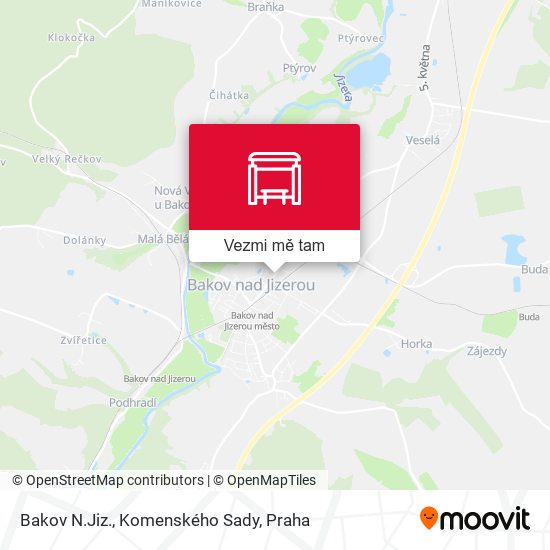 Bakov N.Jiz., Komenského Sady mapa