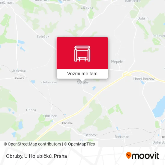 Obruby, U Holubičků mapa