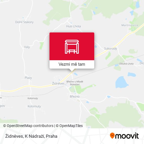 Židněves, K Nádraží mapa