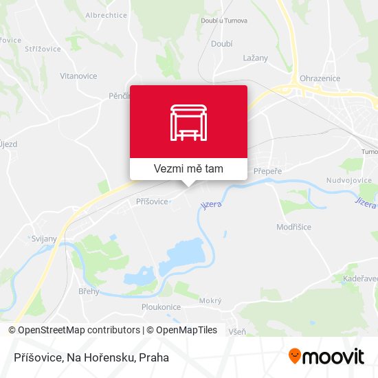 Příšovice, Na Hořensku mapa