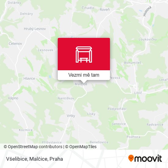 Všelibice, Malčice mapa