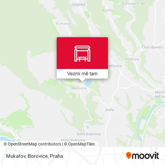 Mukařov, Borovice mapa