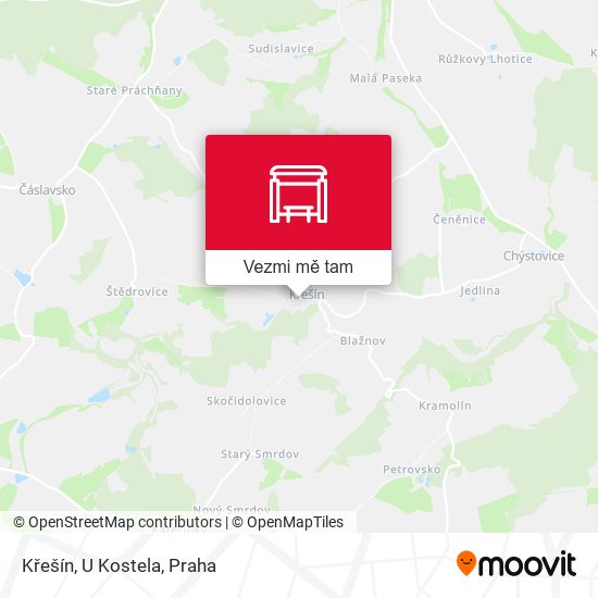 Křešín, U Kostela mapa