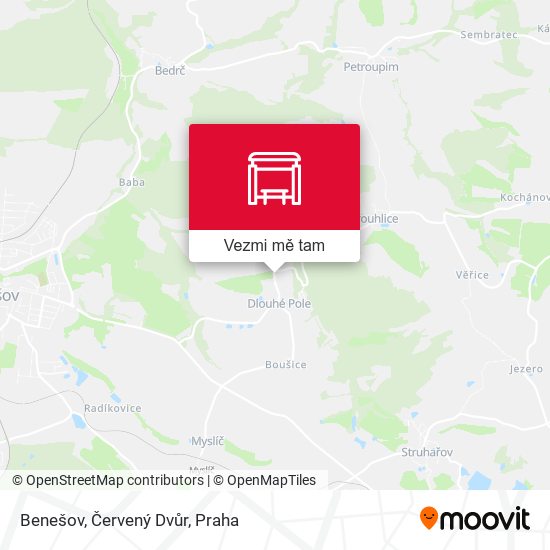 Benešov, Červený Dvůr mapa