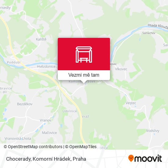 Chocerady, Komorní Hrádek mapa