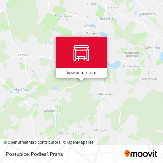 Postupice, Podlesí mapa