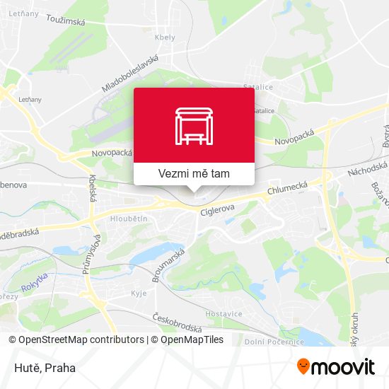 Hutě mapa