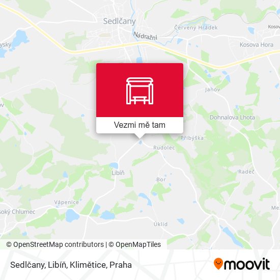 Sedlčany, Libíň, Klimětice mapa