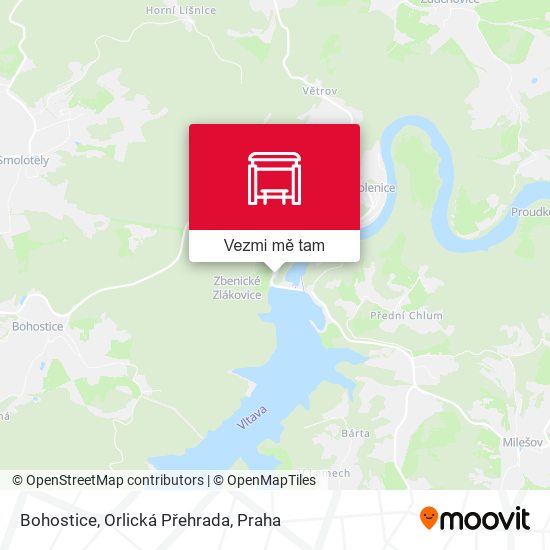 Bohostice, Orlická Přehrada mapa