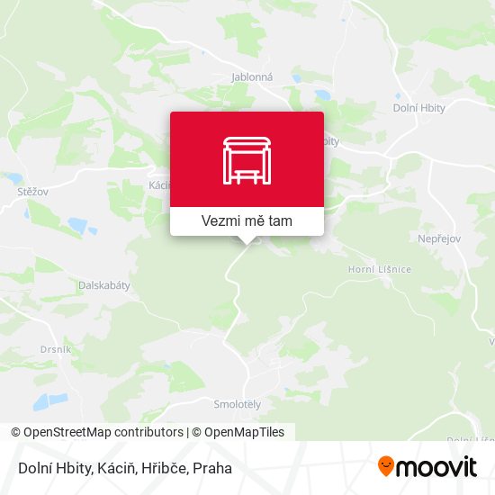 Dolní Hbity, Káciň, Hřibče mapa