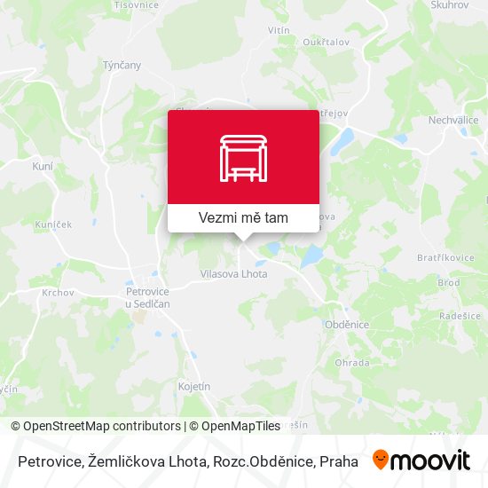 Petrovice, Žemličkova Lhota, Rozc.Obděnice mapa