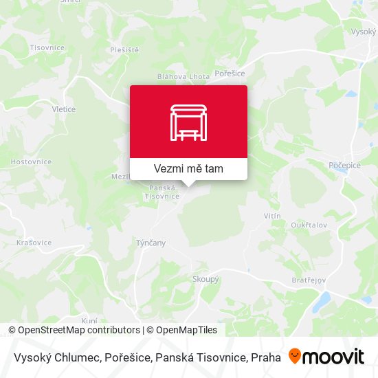 Vysoký Chlumec, Pořešice, Panská Tisovnice mapa