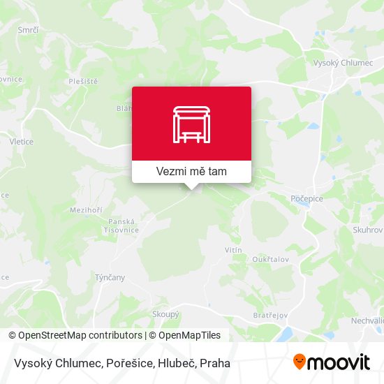 Vysoký Chlumec, Pořešice, Hlubeč mapa