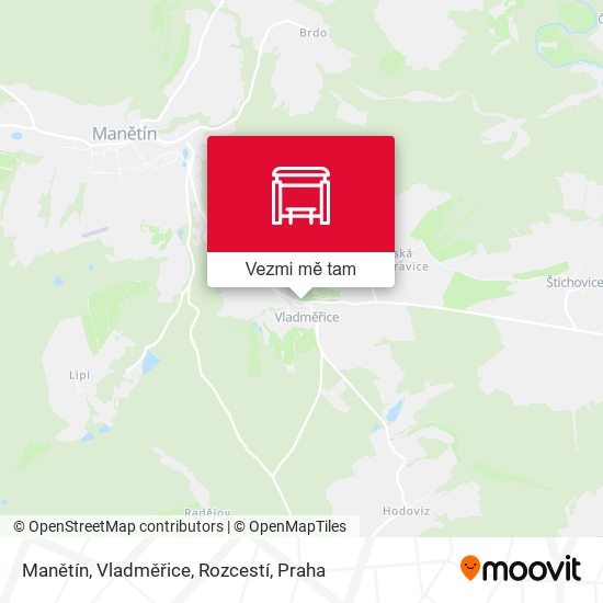 Manětín, Vladměřice, Rozcestí mapa