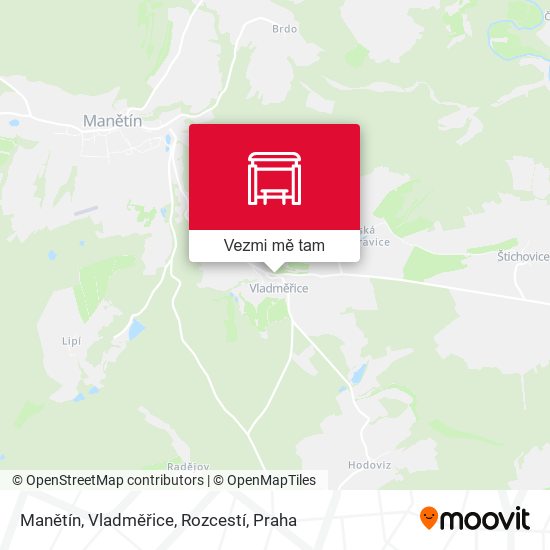 Manětín, Vladměřice, Rozcestí mapa