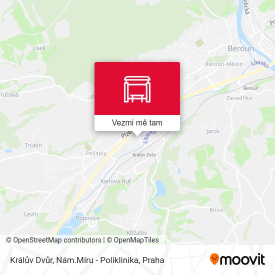 Králův Dvůr, Nám.Míru - Poliklinika mapa