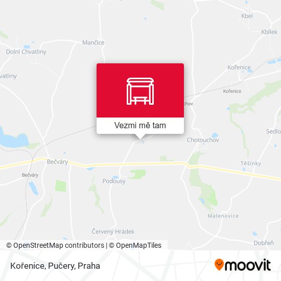 Kořenice, Pučery mapa