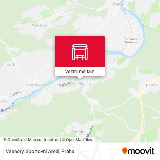 Všenory, Sportovní Areál mapa