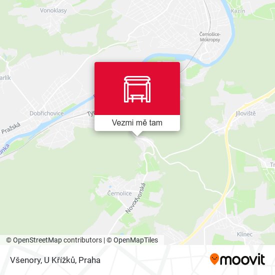 Všenory, U Křížků mapa
