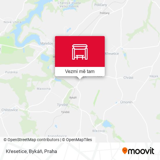 Křesetice, Bykáň mapa